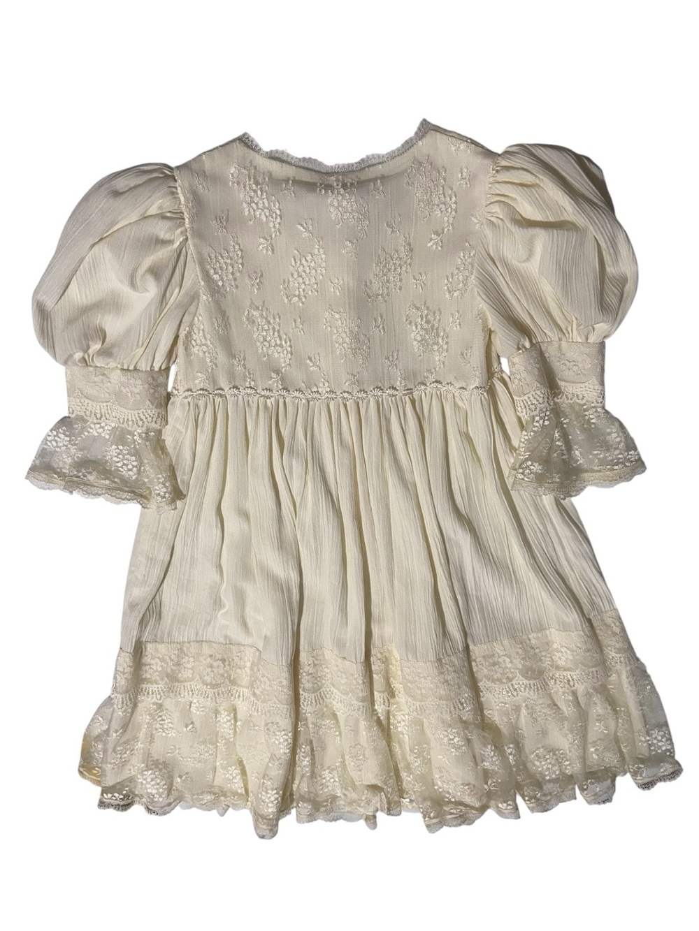 Vintage Dorissa International Nicole Girls Ivory Puff Sleeve Formal Dress Sz 4 - Picture 6 of 10
